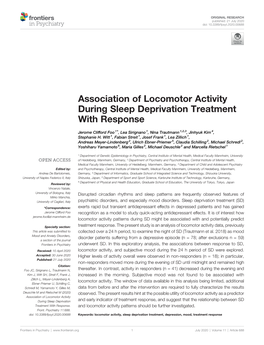 Association of Locomotor Activity During Sleep Deprivation Treatment with Response