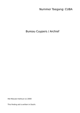 Bureau Cuypers / Archief
