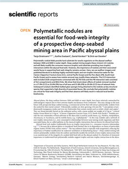 Polymetallic Nodules Are Essential for Food-Web Integrity of a Prospective Deep-Seabed Mining Area in Pacific Abyssal Plains