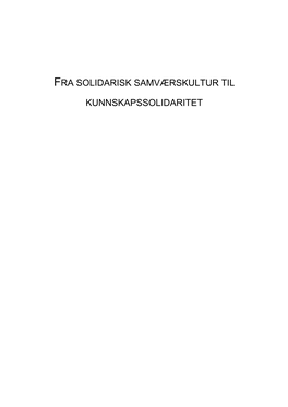 Fra Solidarisk Samværskultur Til