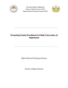 Promoting Female Enrollment in Public Universities of Afghanistan