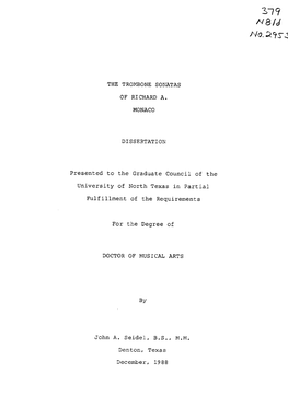 The Trombone Sonatas of Richard A. Monaco Viii