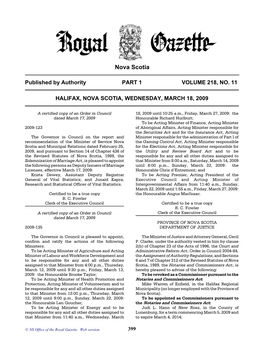 NS Royal Gazette Part I