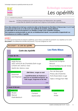 Les Apéritifs-Première Bac Pro CSR