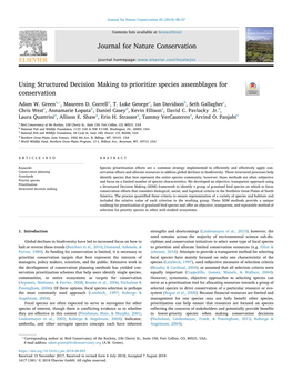 Using Structured Decision Making to Prioritize Species Assemblages for Conservation T ⁎ Adam W