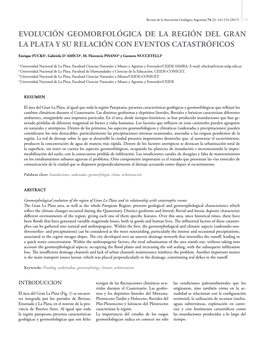 Evolución Geomorfológica De La Región Del Gran La Plata Y Su Relación Con Eventos Catastróficos