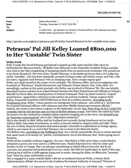 Petraeus' Pal Jill Kelley Loaned $800000 To