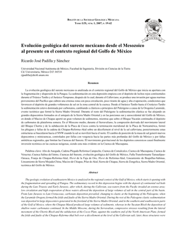 Evolución Geológica Del Sureste Mexicano Desde El Mesozoico Al Presente En El Contexto Regional Del Golfo De México