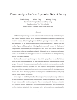 Cluster Analysis for Gene Expression Data: a Survey