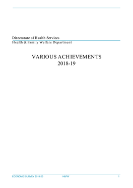 Various Achievements 2018-19