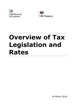 Overview of Tax Legislation and Rates 19 March 2014