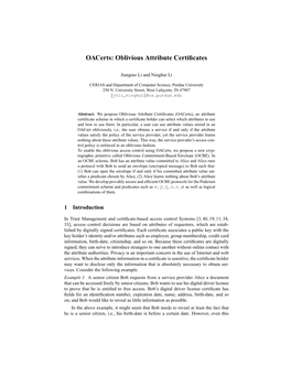 Oacerts: Oblivious Attribute Certiﬁcates