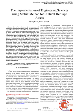 The Implementation of Engineering Sciences Using Matrix Method for Cultural Heritage Assets