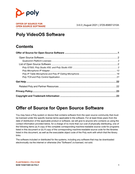 Poly Videoos Offer of Source for Open Source Software 3.6.0