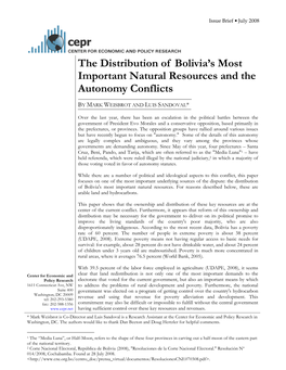 The Distribution of Bolivia's Most Important Natural Resources And