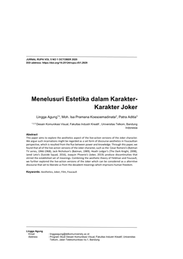 Menelusuri Estetika Dalam Karakter- Karakter Joker