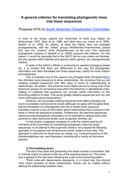 A General Criterion for Translating Phylogenetic Trees Into Linear Sequences