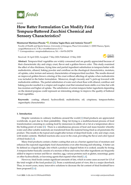 How Batter Formulation Can Modify Fried Tempura-Battered Zucchini Chemical and Sensory Characteristics?