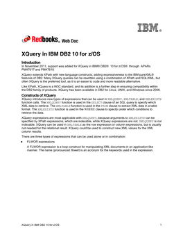 Xquery in IBM DB2 10 for Z/OS