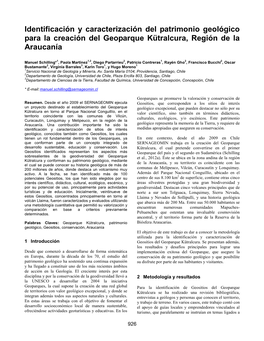 Identificación Y Caracterización Del Patrimonio Geológico Para La Creación Del Geoparque Kütralcura, Región De La Araucanía