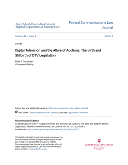 Digital Television and the Allure of Auctions: the Birth and Stillbirth of DTV Legislation