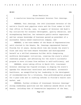 Hr9093-00 Page 1 of 2 House Resolution 1 a Resolution Honoring