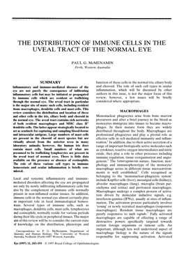 The Distribution of Immune Cells in the Uveal Tract of the Normal Eye
