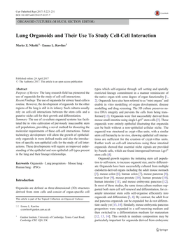 Lung Organoids and Their Use to Study Cell-Cell Interaction
