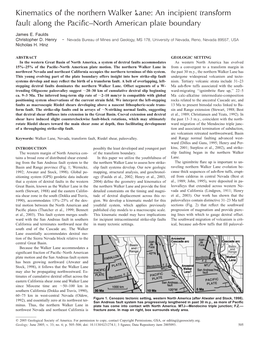 Kinematics of the Northern Walker Lane: an Incipient Transform Fault Along the Pacific–North American Plate Boundary