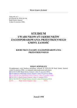 Studium Uwarunkowań I Kierunków Zagospodarowania Przestrzennego Gminy Zamość