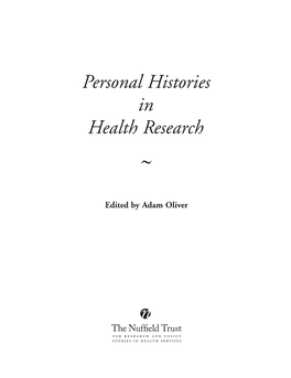 Personal Histories in Health Research ~