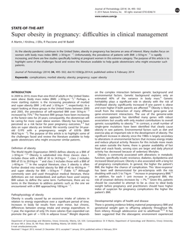 Super Obesity in Pregnancy: Difficulties in Clinical Management