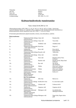 Kultuurimälestiseks Tunnistamine