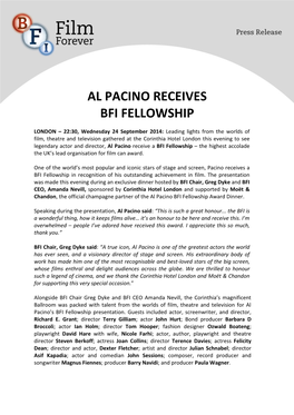 Al Pacino Receives Bfi Fellowship