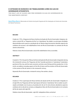 O Cotidiano De Escravos E De Trabalhadores Livres Na