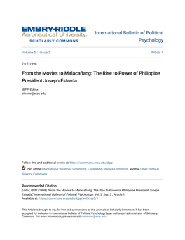 The Rise to Power of Philippine President Joseph Estrada