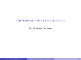 Historical Notes on Calculus