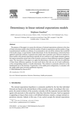 Determinacy in Linear Rational Expectations Models
