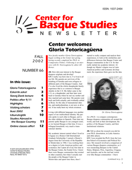 Basque Studies N E W S L E T T E R