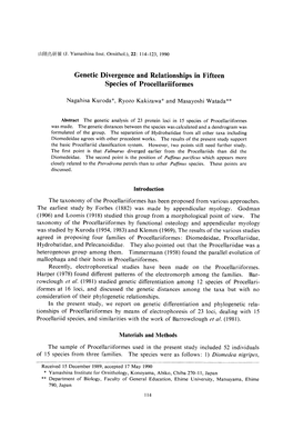 The Taxonomy of the Procellariiformes Has Been Proposed from Various Approaches