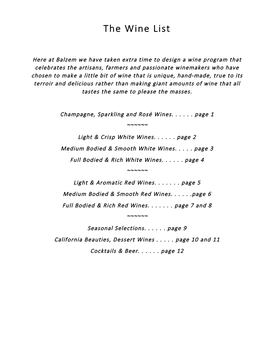 The Wine List