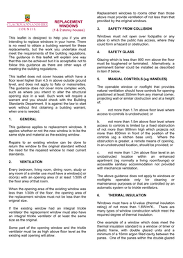 Replacement Windows to Rooms Other Than Those Above Must Provide Ventilation of Not Less Than That REPLACEMENT Provided by the Original Windows