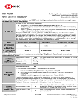 Hsbc Premier Terms & Charges Disclosure