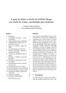 A Parte Do Diabo Na Ficção De Gilberto Braga