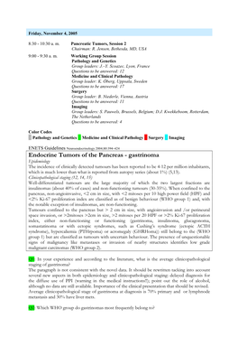 Endocrine Tumors of the Pancreas