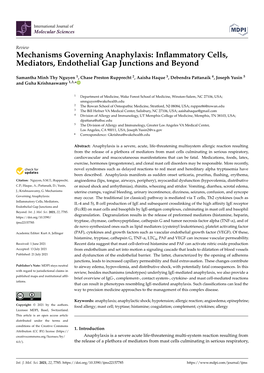 Mechanisms Governing Anaphylaxis: Inflammatory Cells, Mediators