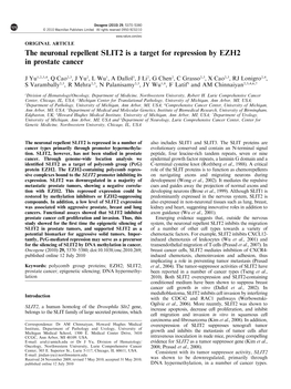 The Neuronal Repellent SLIT2 Is a Target for Repression by EZH2 in Prostate Cancer