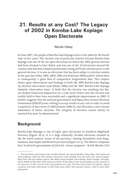 The Legacy of 2002 in Koroba-Lake Kopiago Open Electorate