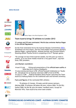 Team Austria Brings 70 Athletes to London 2012