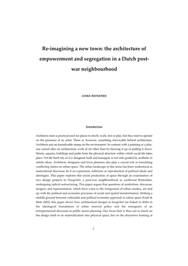 Discourses of Identity and Representation in the Regeneration